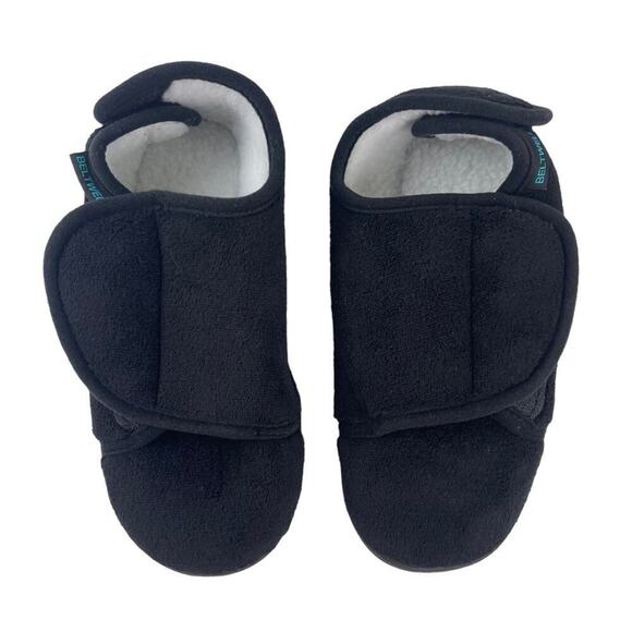 Beltwell Super Comfy Edema Circulation Warm Plush Fleece Slippers Black 7.5/8 - Picture 4 of 14